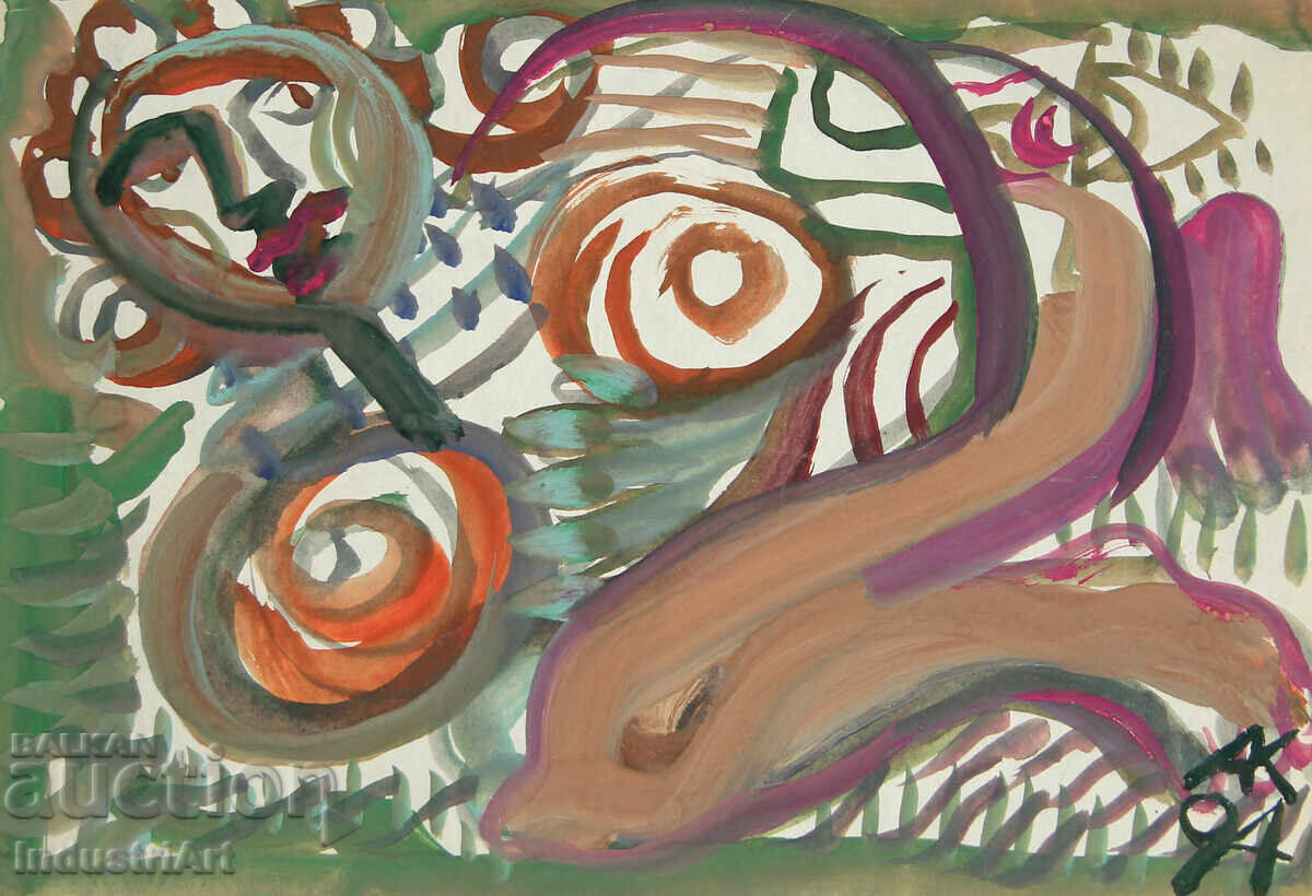 Modern art, watercolor abstract nude body