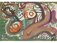 Modern art, watercolor abstract nude body