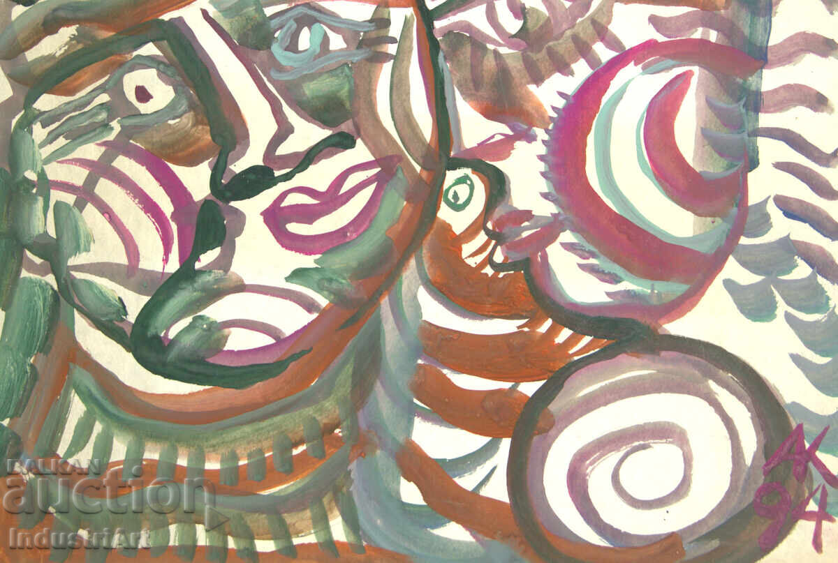 Delivery of Modern art, watercolor abstract portrait couple