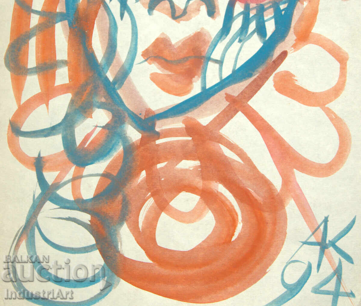 Модерно изкуство , акварел абстрактен портрет - 5