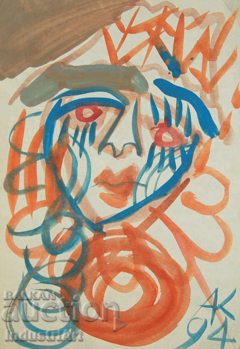 Модерно изкуство , акварел абстрактен портрет