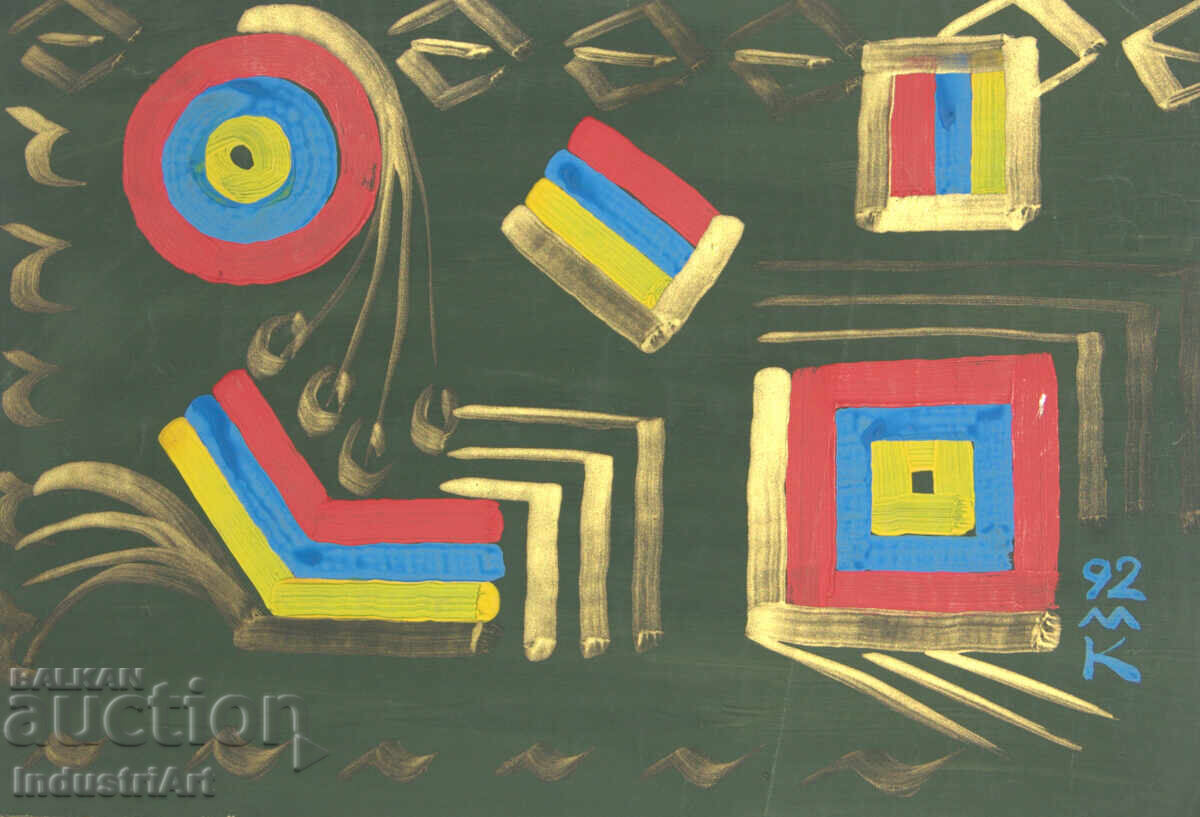 Delivery of Contemporary Art, Tempera Abstract Composition