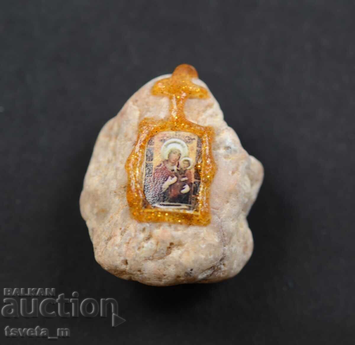 Icon on natural stone - refrigerator magnet