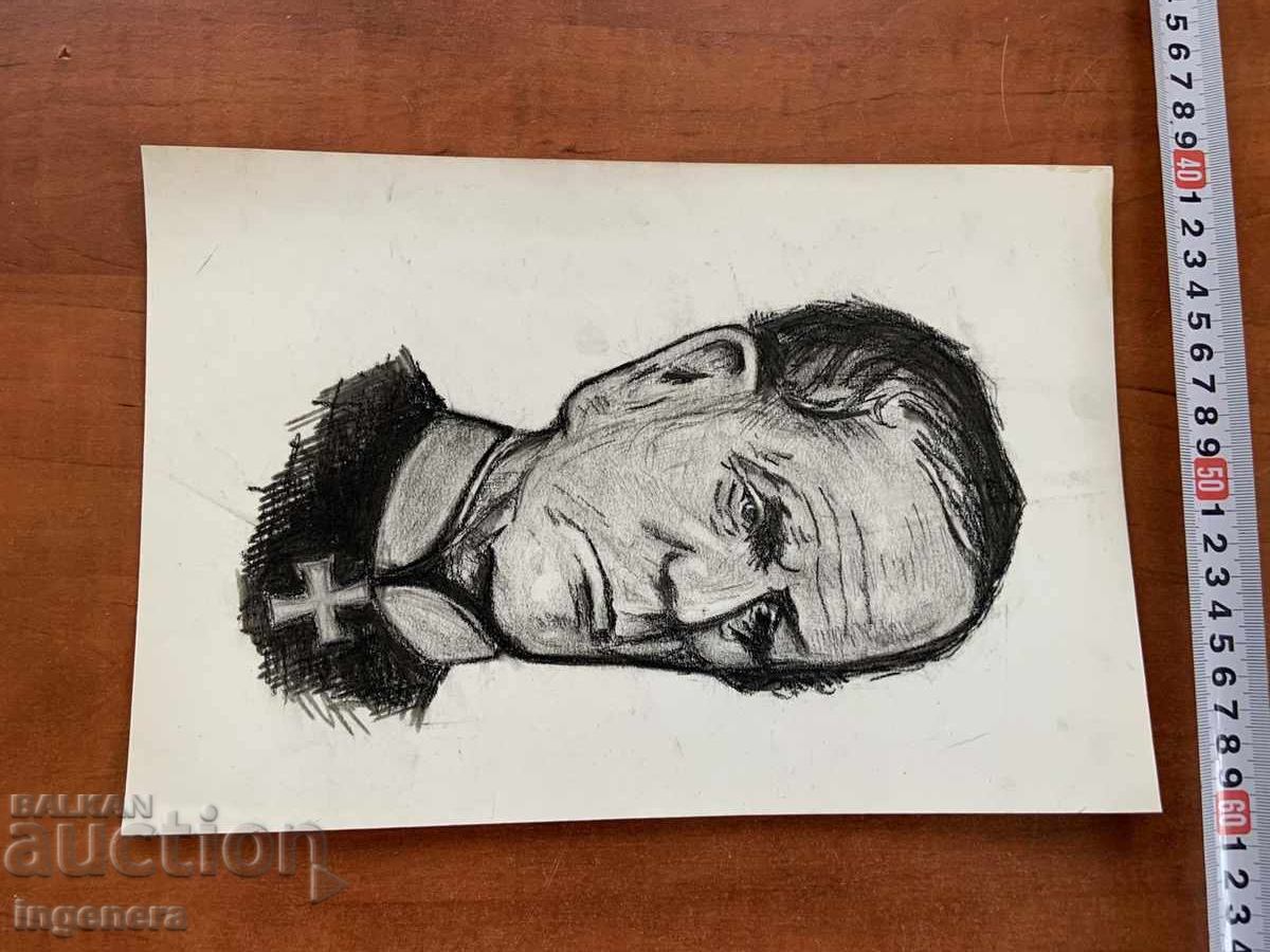 Аукцион РИСУНКА ВЪГЛЕН ГРАФИТ ГРАФИКА КАРТИНА ПОРТРЕТ КАРТОН