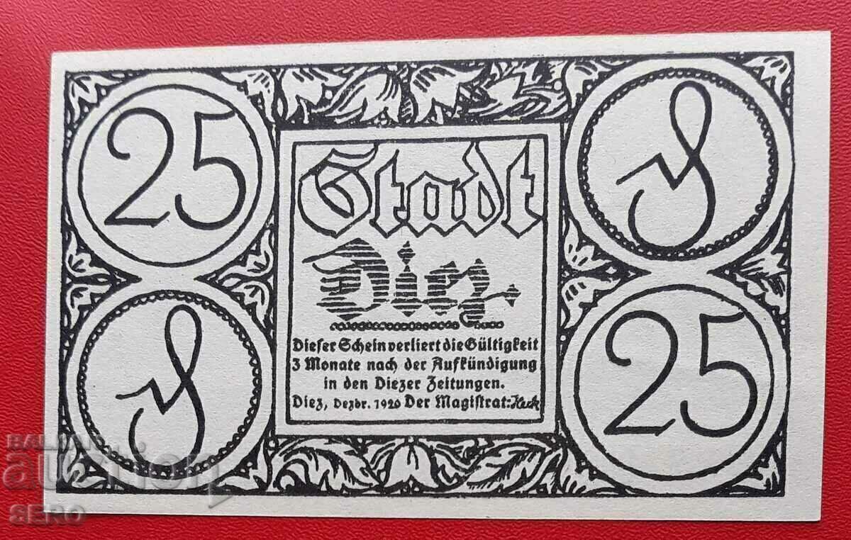 Banknote-Germany-Reiland-Pfalz-Ditz-25 Pfennig 1920 with price 2.00 BGN | € 1.02