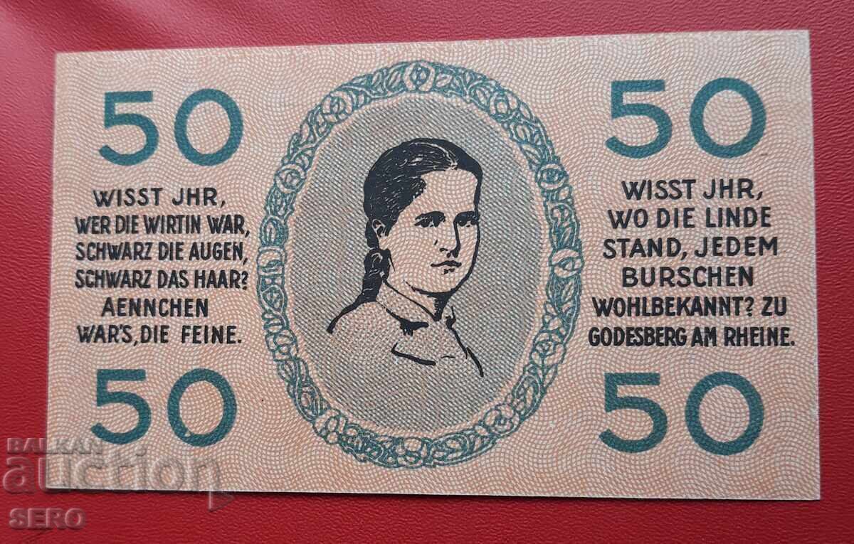 Banknote-Germany-S.Rhine-Westphalia-Bad Godesberg-50 pf. 1920 with price 2.00 BGN | € 1.02