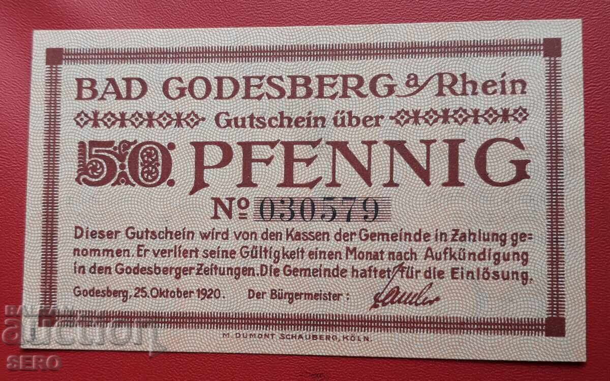 Banknote-Germany-S.Rhine-Westphalia-Bad Godesberg-50 pf. 1920