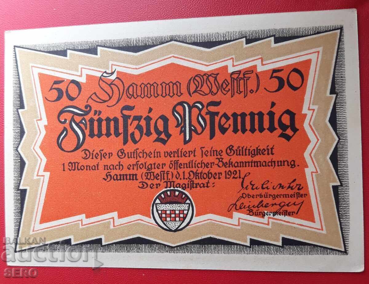 Banknote - Germany - North Rhine-Westphalia - Hamm - 50 Pfennig 1921 with price 2.01 BGN | € 1.03 Banknote - Germany - North Rhine-Westphalia - Hamm - 50 Pfennig 1921 with price 2.01 BGN | € 1.03
