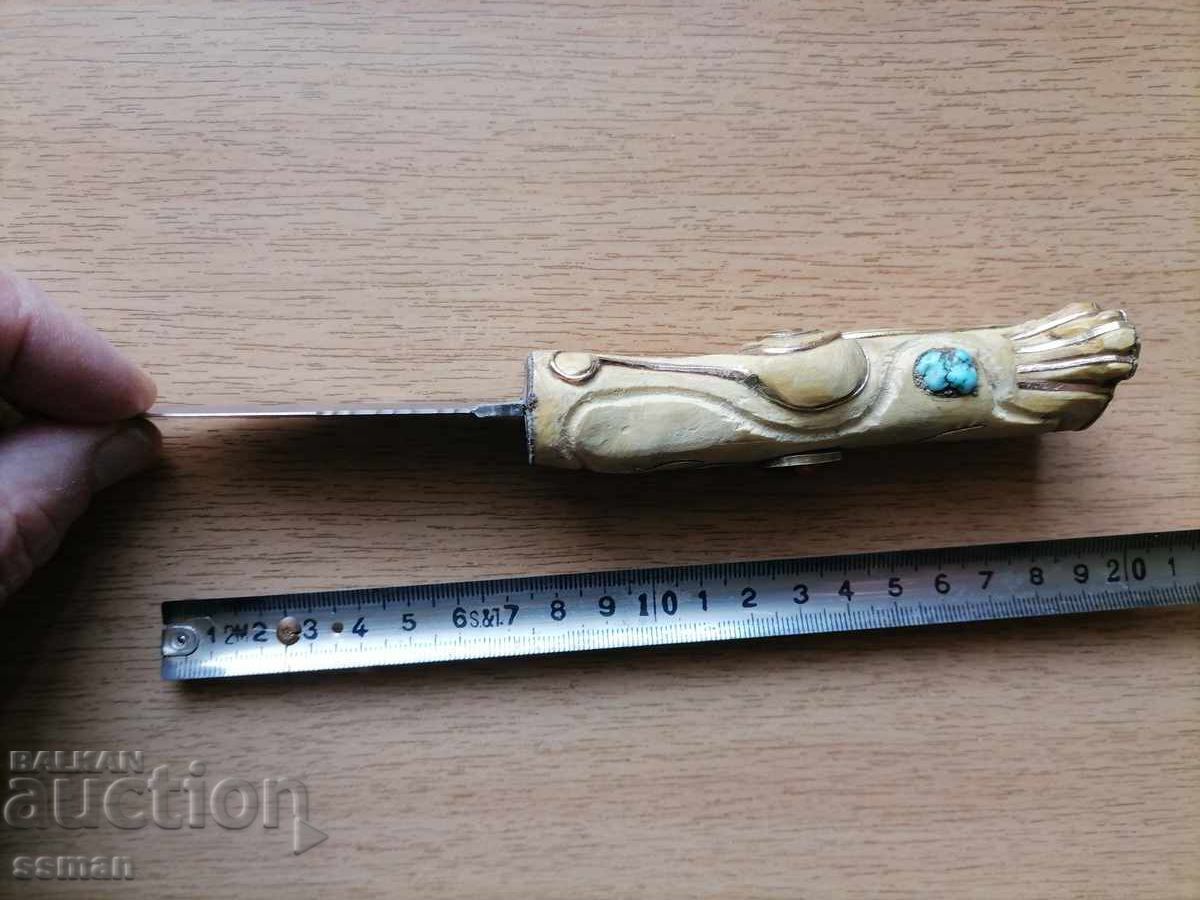 Nozh s rezbovana drŭzhka από τιρκουάζ και κεχριμπάρι - 6