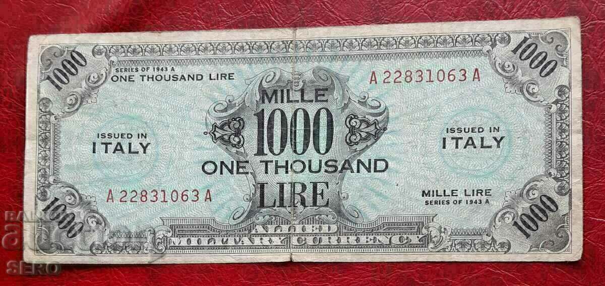Τραπεζογραμμάτιο-Ιταλία/Αμερικανική κατοχή/-1000 λιρέτες1943-μ.σπάνια