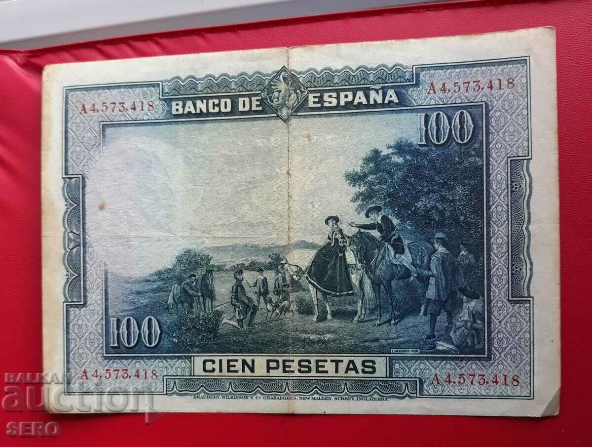 Bancnota-Spania-100 pesetas 1928 cu preț 7.00 BGN | € 3.58