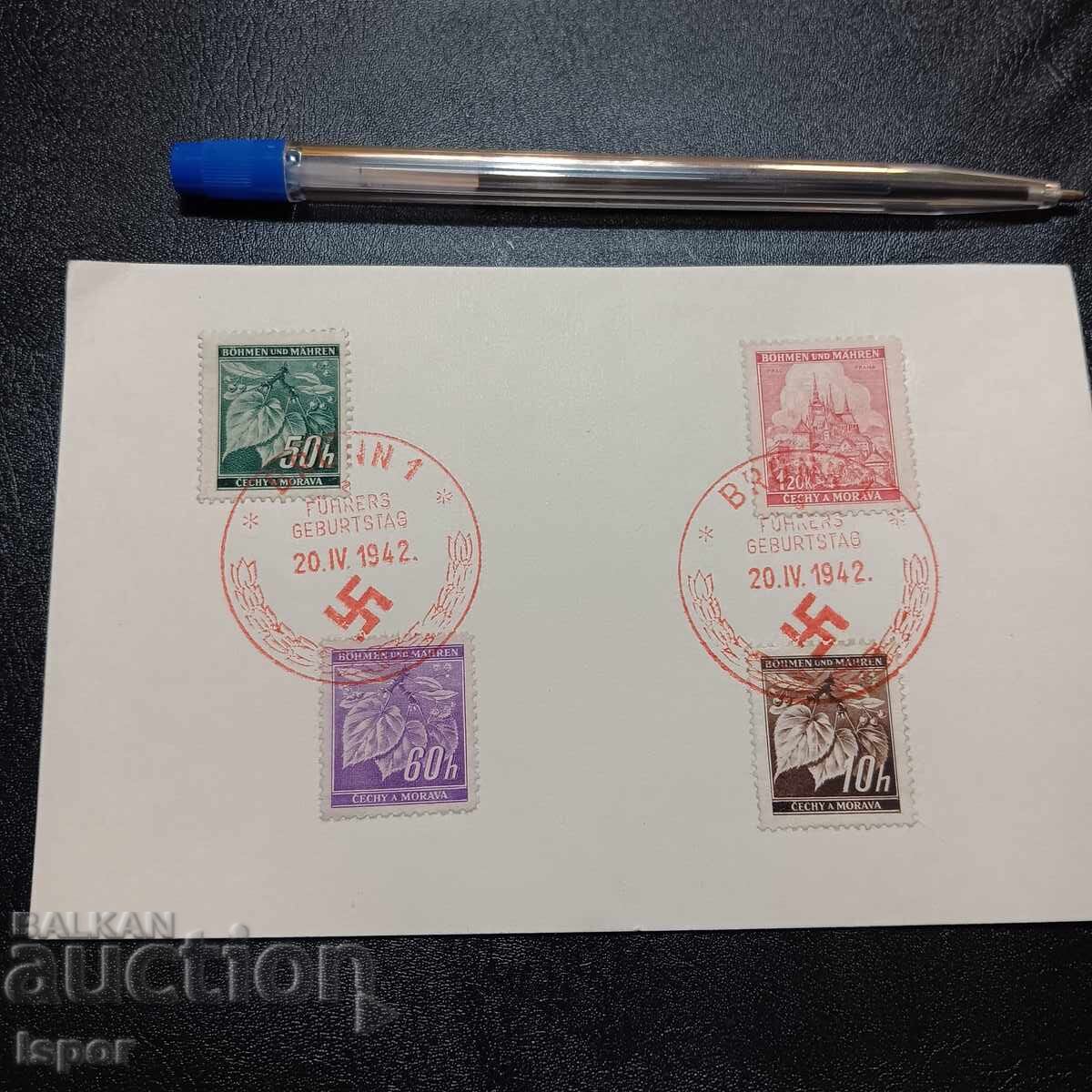 Printed card for the occasion of the Führer's 57th birthday Printed card for the occasion of the Führer's 57th birthday