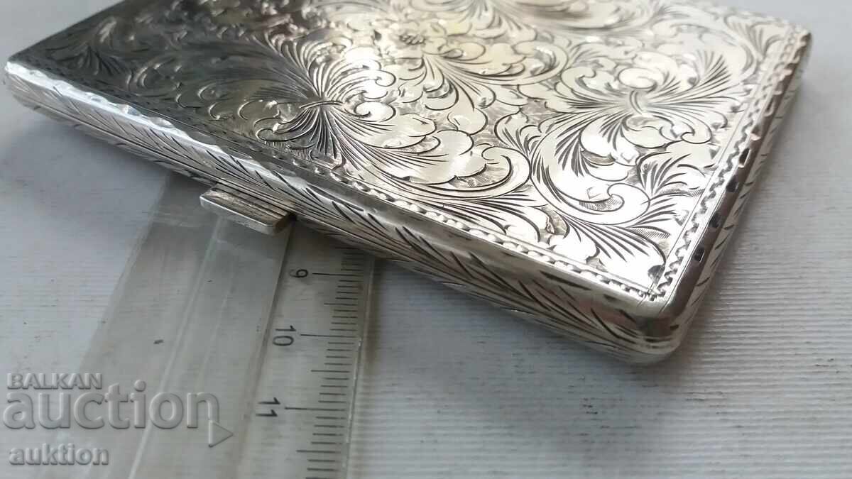 TABACHERĂ DIN ARGINT EXCELENT GRAVAT MANUAL, PROBĂ 800 - 110 GR - 5