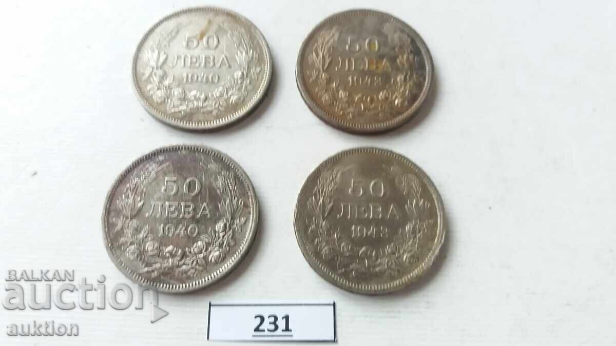 50 LEVA 1940 AN ȘI 50 LEVA 1943 AN FIER 4 BUCĂȚI cu preț 5.49 BGN | € 2.81 50 LEVA 1940 AN ȘI 50 LEVA 1943 AN FIER 4 BUCĂȚI cu preț 5.49 BGN | € 2.81