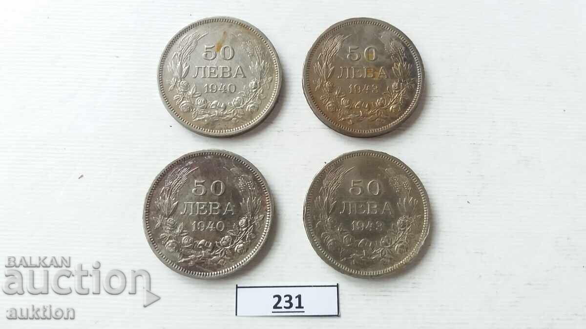 50 LEVA 1940 AN ȘI 50 LEVA 1943 AN FIER 4 BUCĂȚI 50 LEVA 1940 AN ȘI 50 LEVA 1943 AN FIER 4 BUCĂȚI