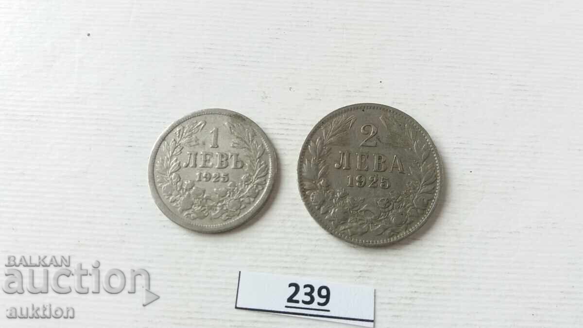 1 and 2 LEVA 1925 YEAR WITHOUT LINE with price 4.99 BGN | € 2.55