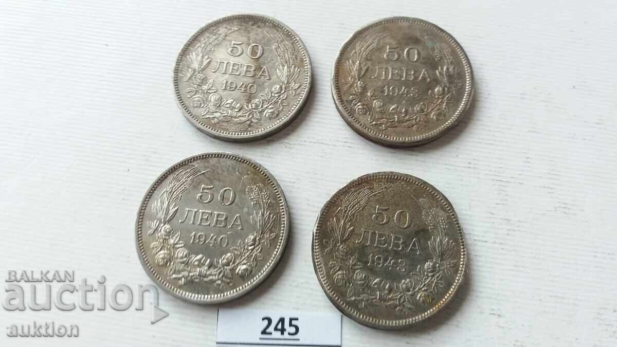 50 LEVA 1940 and 1943, 4 pieces