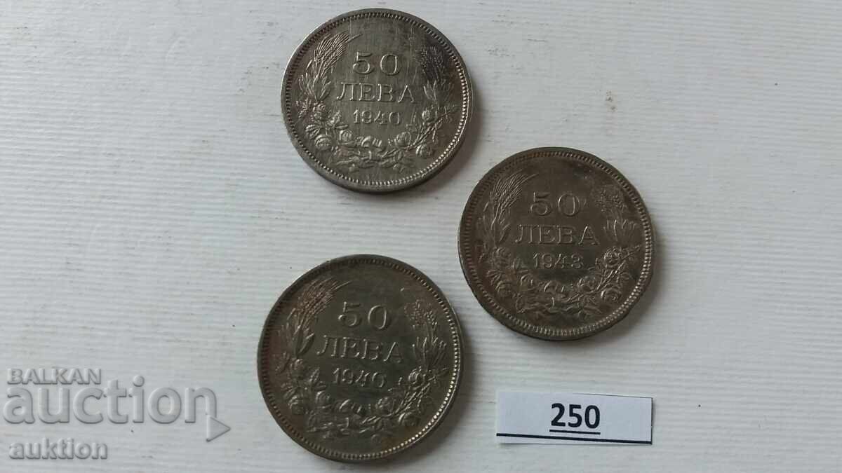 3 pieces of 50 LEVA 1940 and 1943