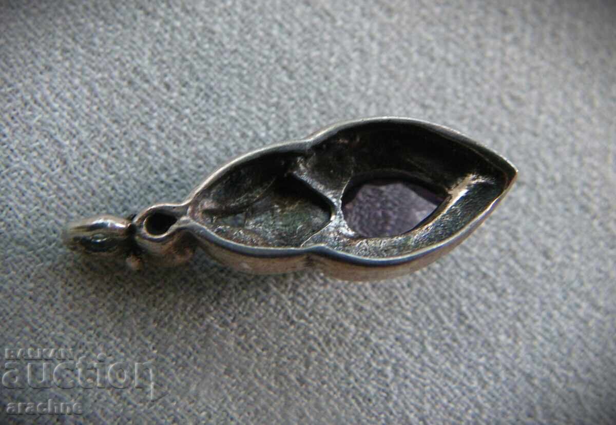 Ασημένιο μενταγιόν με αμέθυστο και μαρκαζίτες - 5