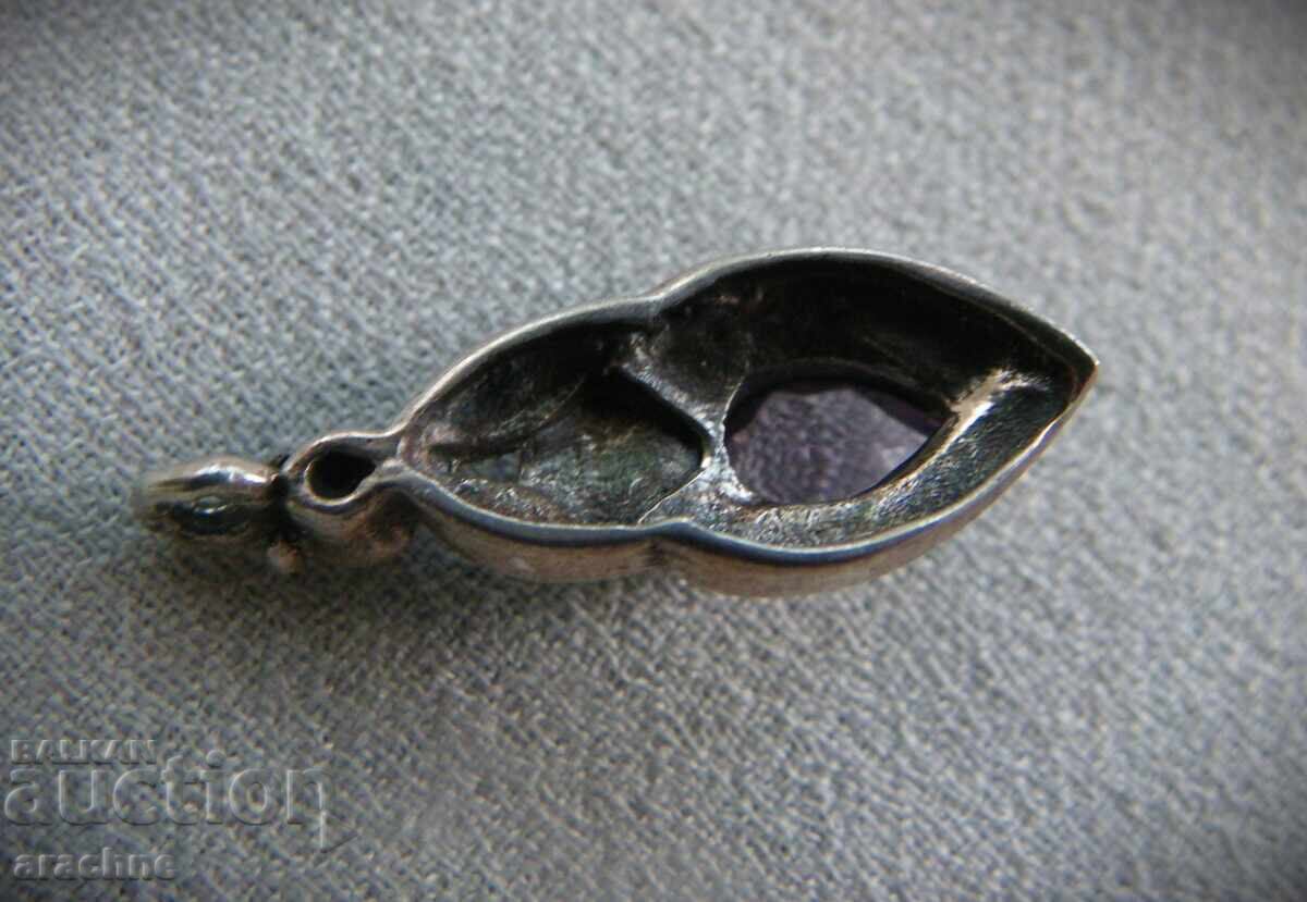 Сребърен медальон с аметист и марказити - 5