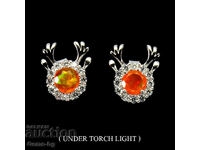 Cercei din argint cu opal de foc și zirconiu