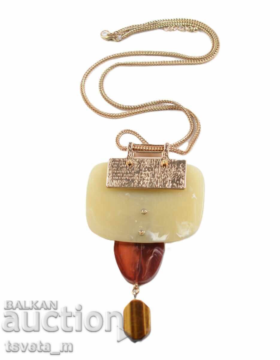 Licitație Colier guler cu medalion mare ochi de tigru