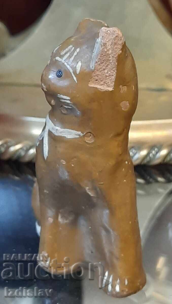 Δημοπρασία Παλιά γυαλισμένη κεραμική φιγούρα γάτας