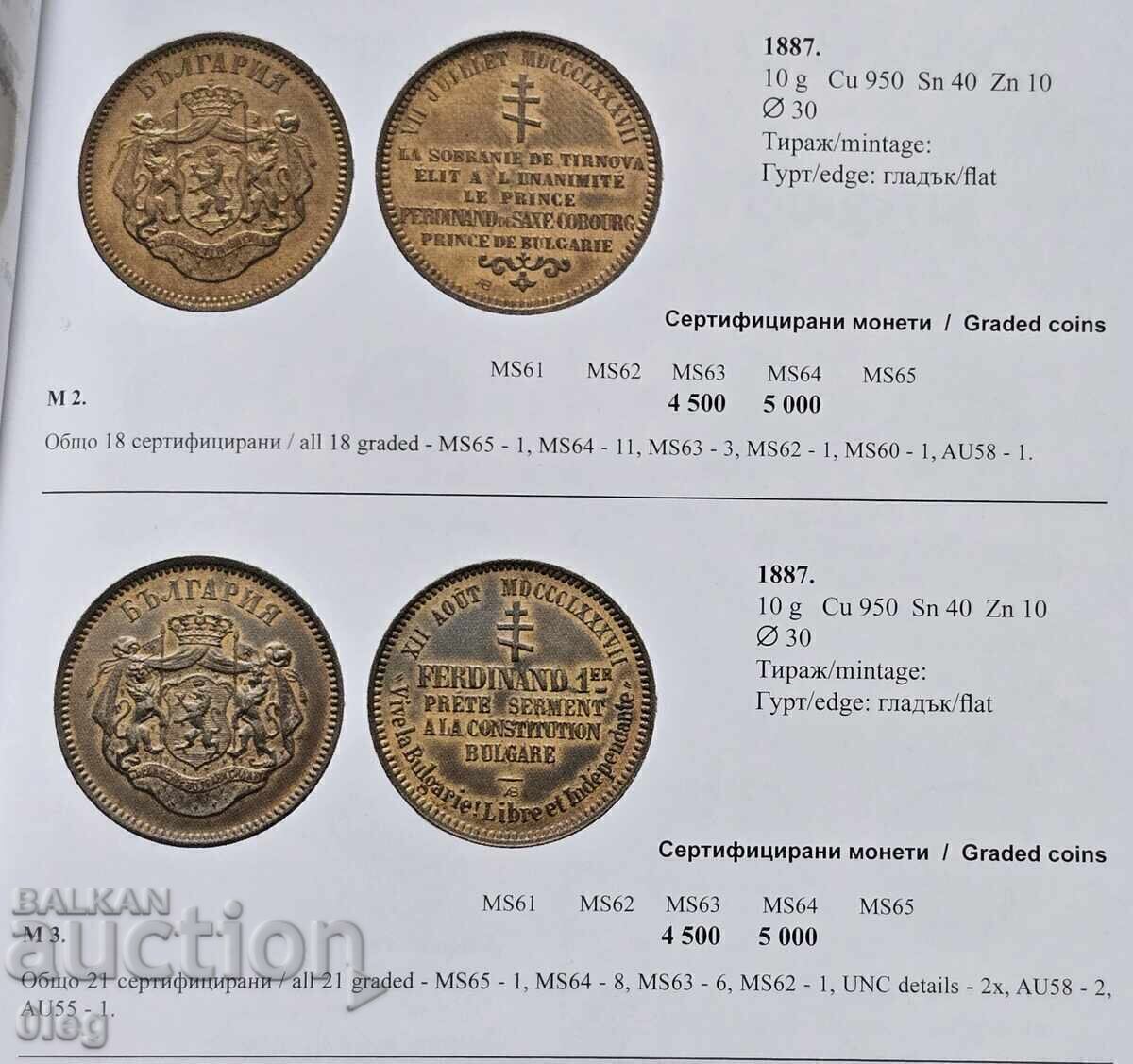 1887 10 Paterne Medal ORIGINAL Lovitură Specială PCGS - 5