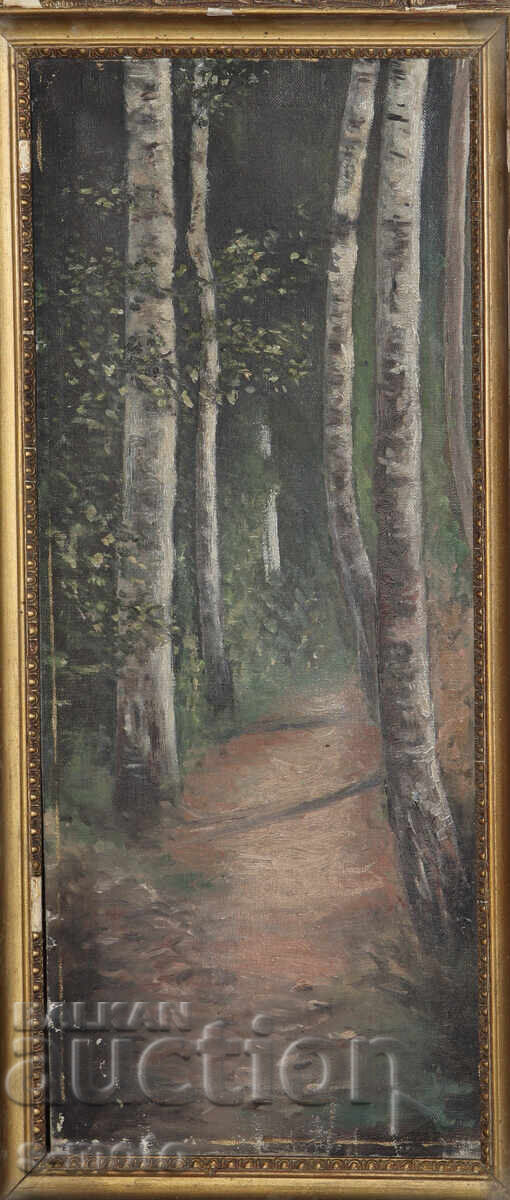 Δημοπρασία Παλιός ελαιογραφία δασικού τοπίου