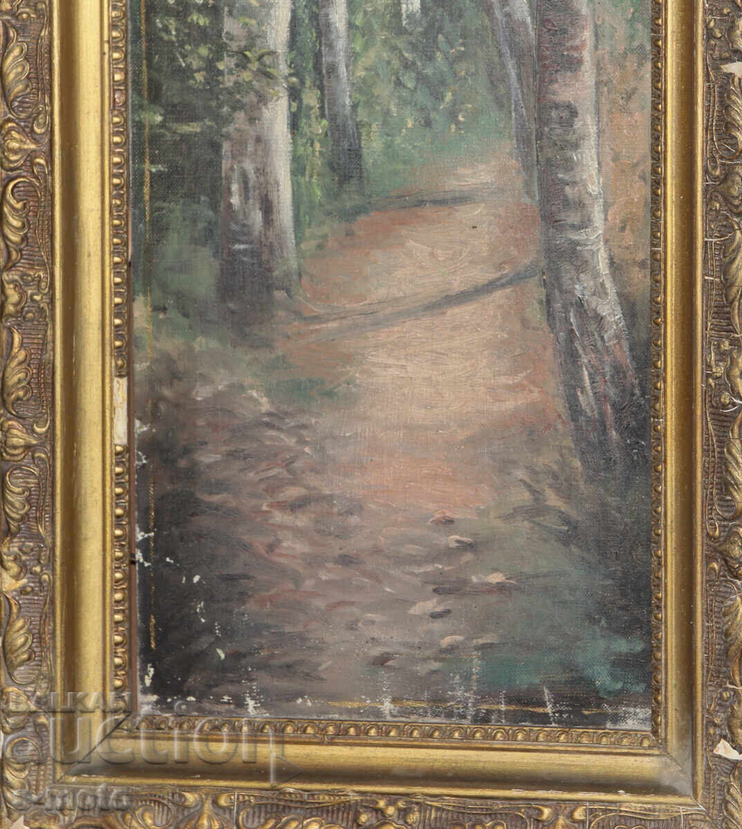 Παλιός ελαιογραφία δασικού τοπίου - 6