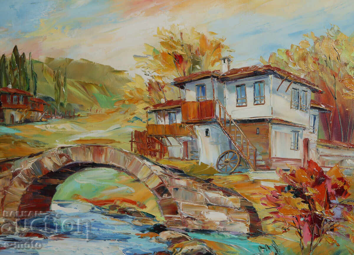 Oil painting landscape with a house - 6