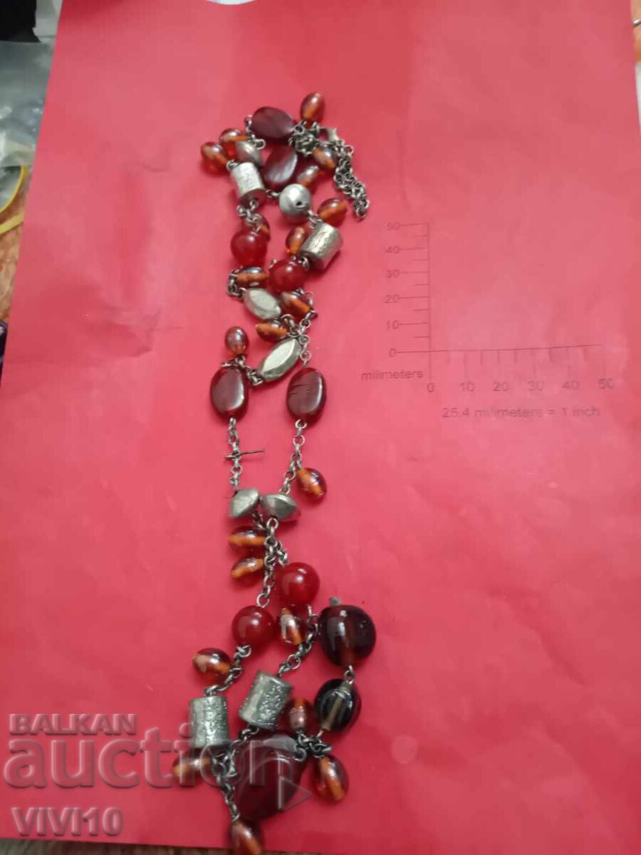 Antique necklace, glass and silver-plated elements with price 40.00 BGN | € 20.45 Antique necklace, glass and silver-plated elements with price 40.00 BGN | € 20.45