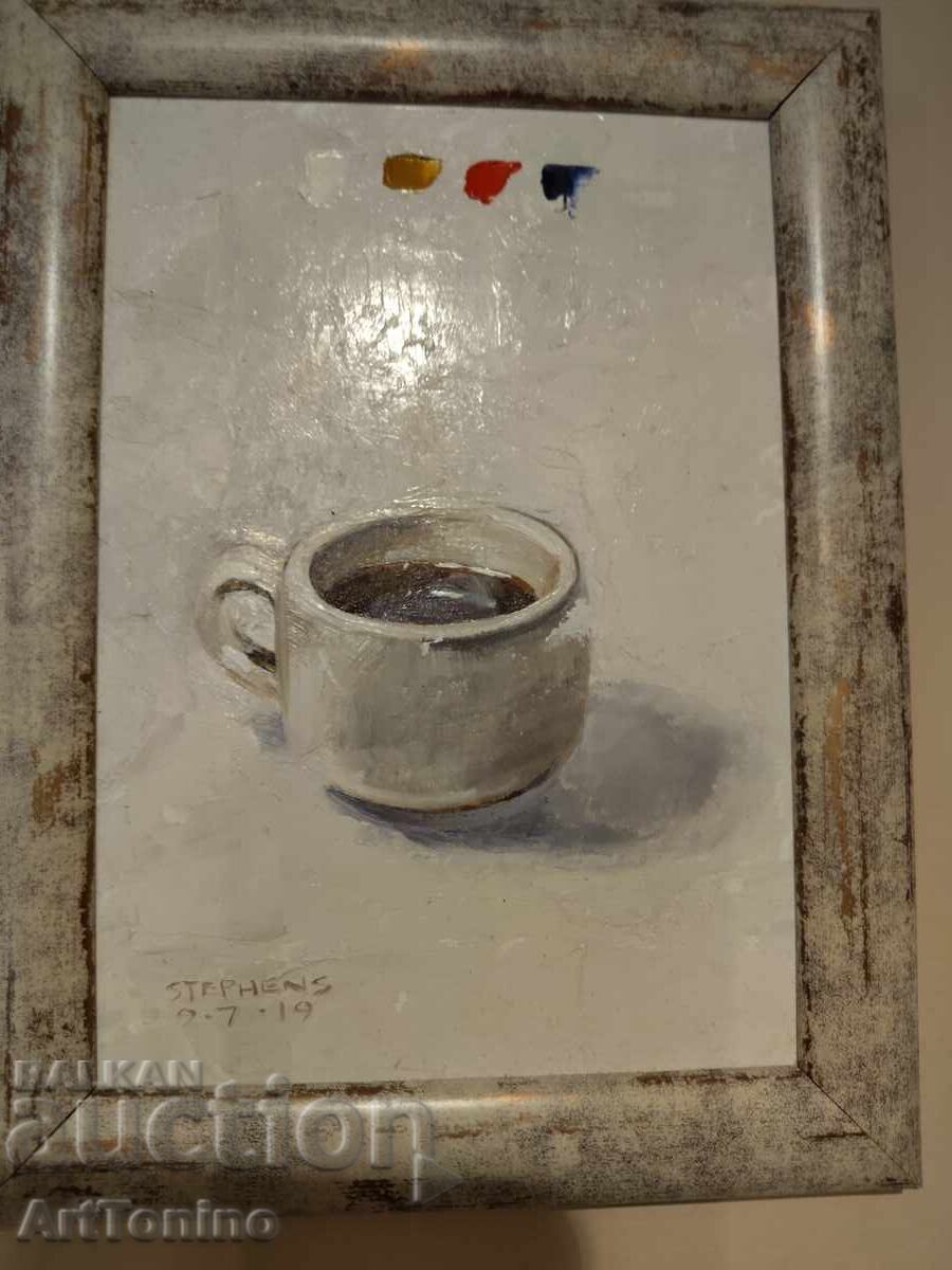 Νεκρή φύση από τον Αμερικανό καλλιτέχνη Craig Stephens - Φλιτζάνι καφέ με τιμή 300.00 BGN | € 153.39