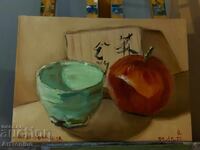 Still Life - Japanese Sake Cup with Apple - Artist: Anton Yordanov