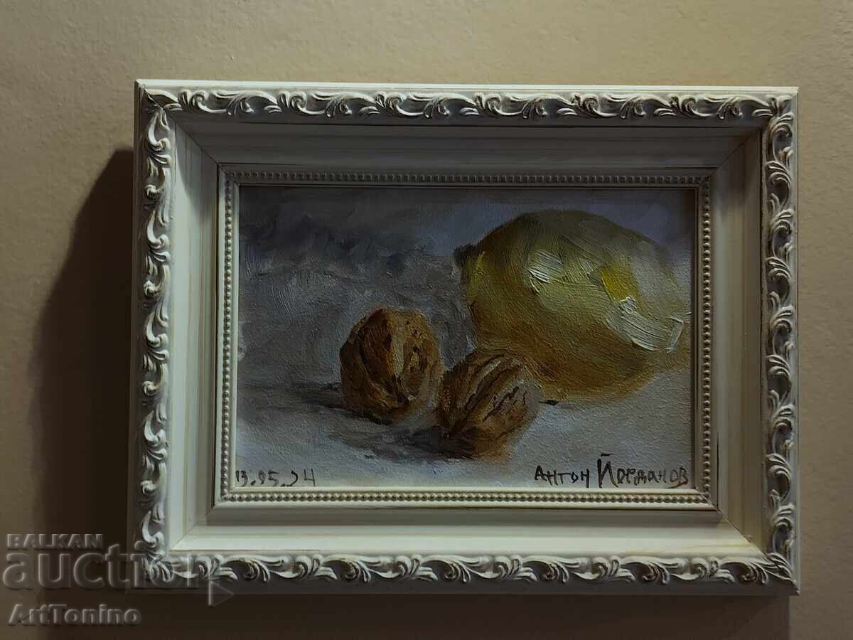 Oil painting Still Life-Lemon with walnut - Artist Anton Yordanov Oil painting Still Life-Lemon with walnut - Artist Anton Yordanov