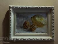 Oil painting Still Life-Lemon with walnut - Artist Anton Yordanov