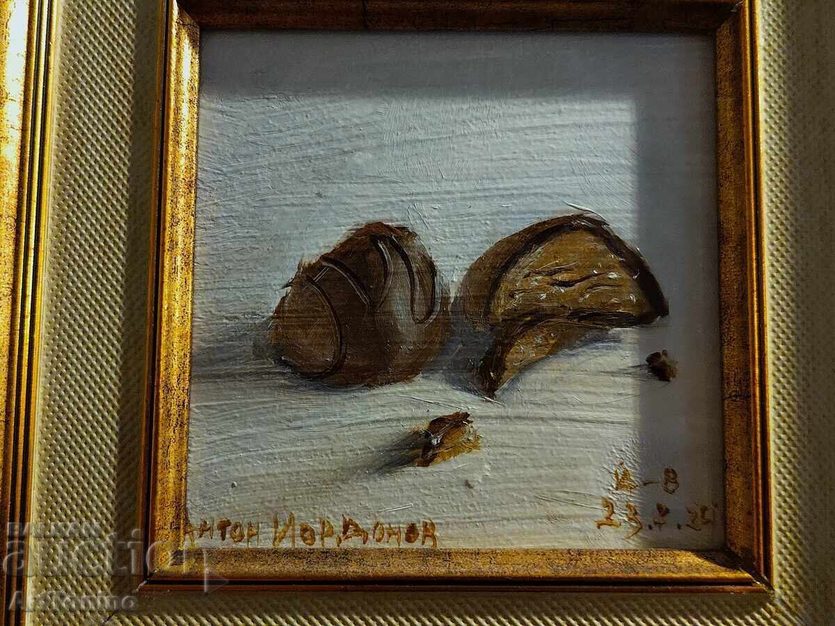 Oil painting Still life-Chocolate bonbon -Artist A. Yordanov with price 150.00 BGN | € 76.69 Oil painting Still life-Chocolate bonbon -Artist A. Yordanov with price 150.00 BGN | € 76.69