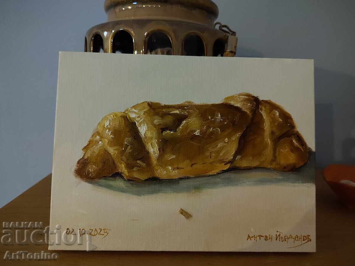 Oil painting - Still life - Croissant - Artist: Anton Yordanov with price € 10.17 | 19.89 BGN