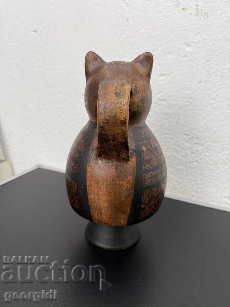 Παράδοση Μεξικάνικη τερακότα με παράσταση κουκουβάγιας. №7421