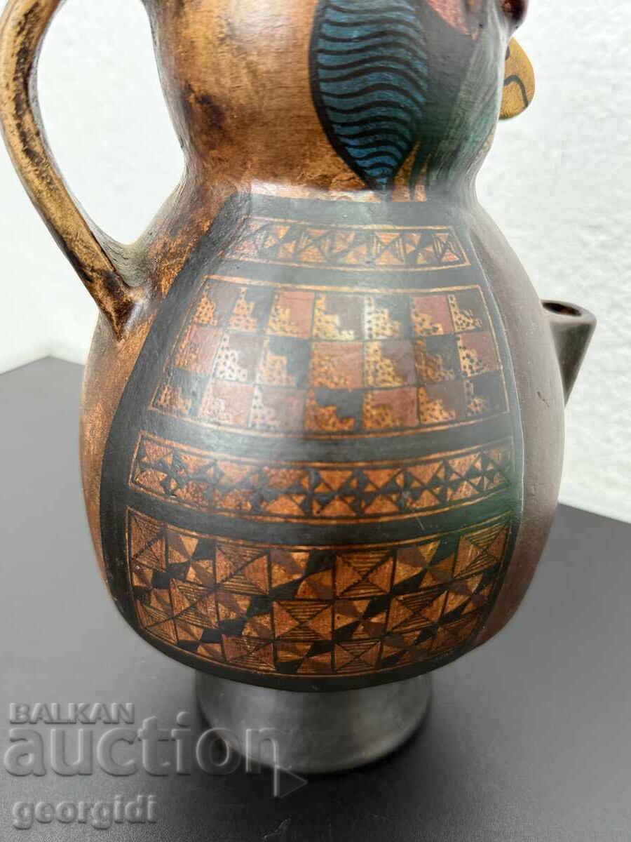 Μεξικάνικη τερακότα με παράσταση κουκουβάγιας. №7421 - 5