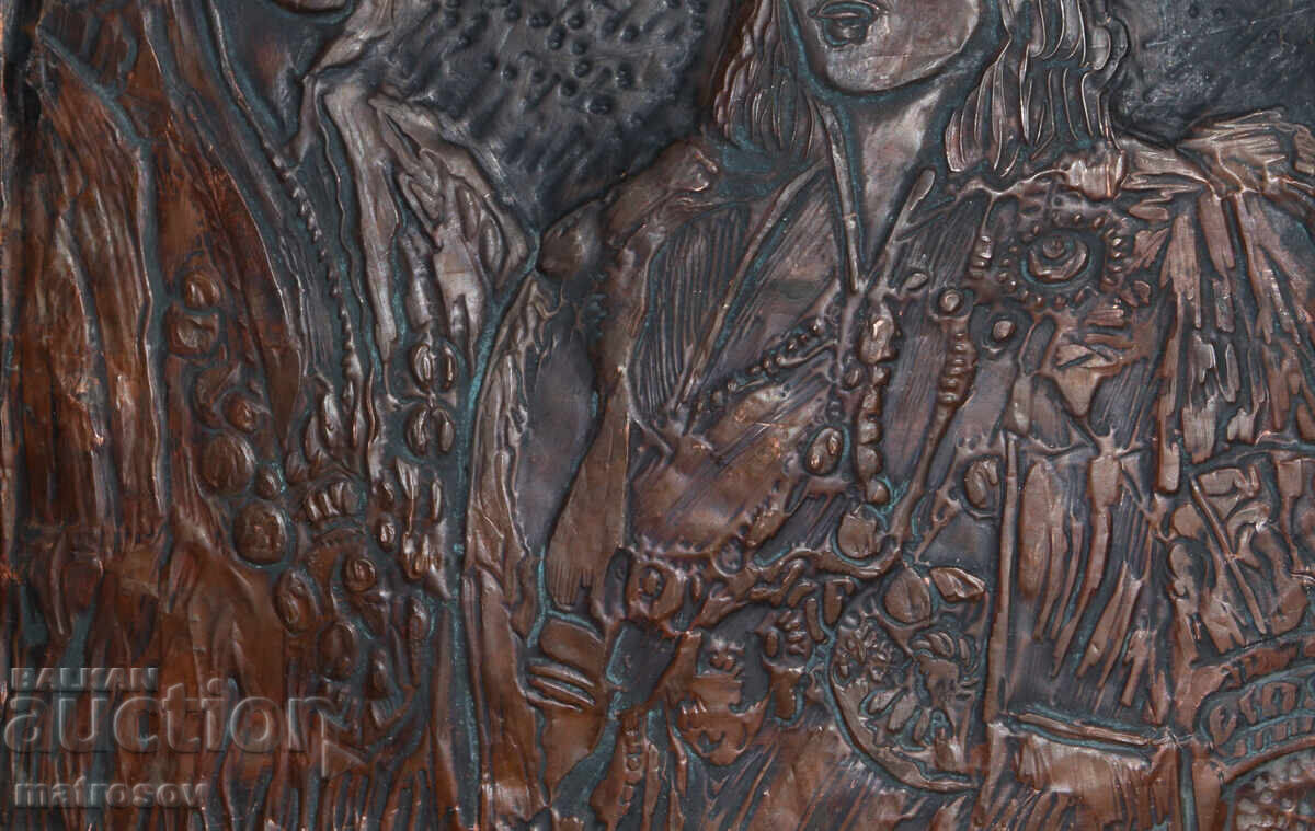 Handmade copper bas-relief plaque, portrait - 6