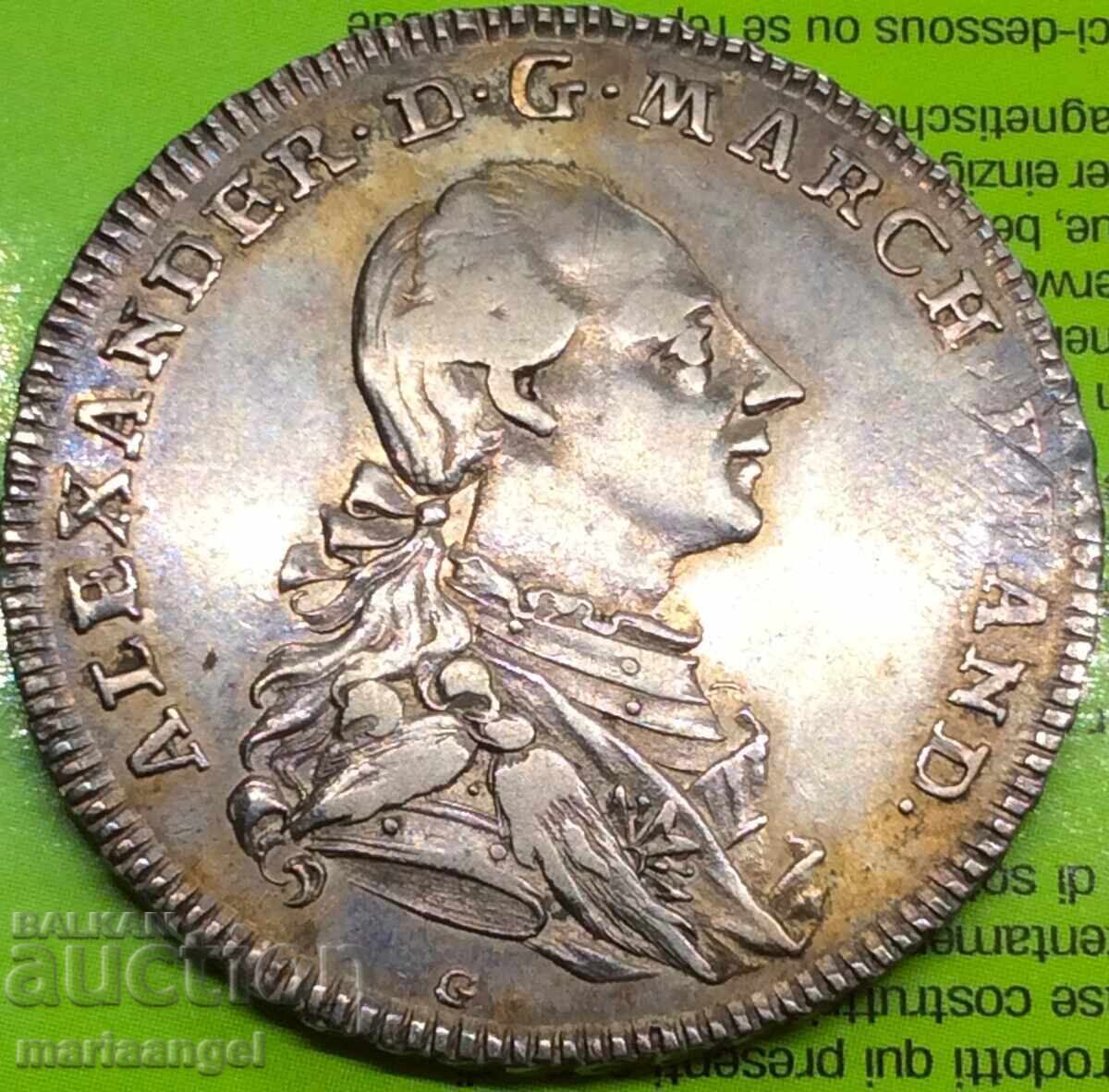 Brandenburg-Ansbakh 1/2 Τάληρο 1775 Γερμανία Αλέξανδρος ασήμι