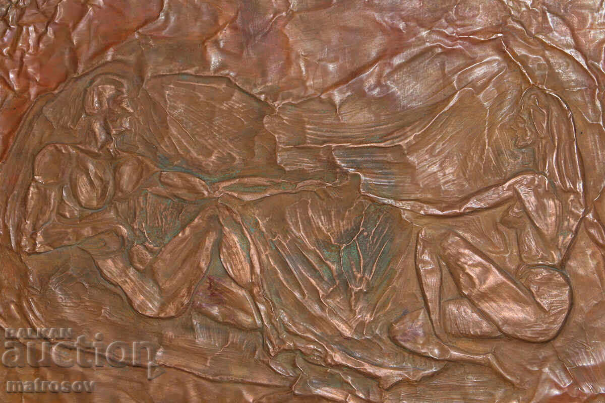 Auction  Handmade, original copper bas-relief plaque