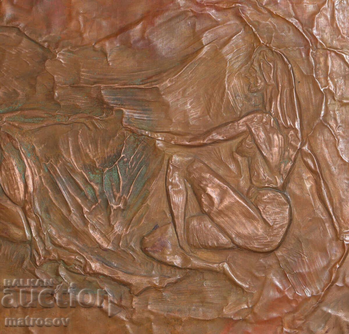 Handmade, original copper bas-relief plaque - 5