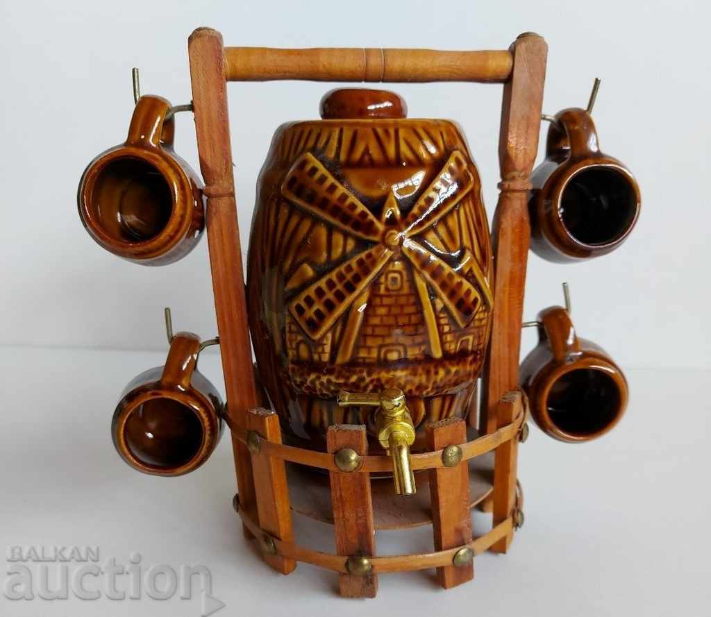 SOC CERAMIC SERVICE FOR BRANDY GLASS CUPS BURENTS KANELKA with price 25.00 BGN | € 12.78