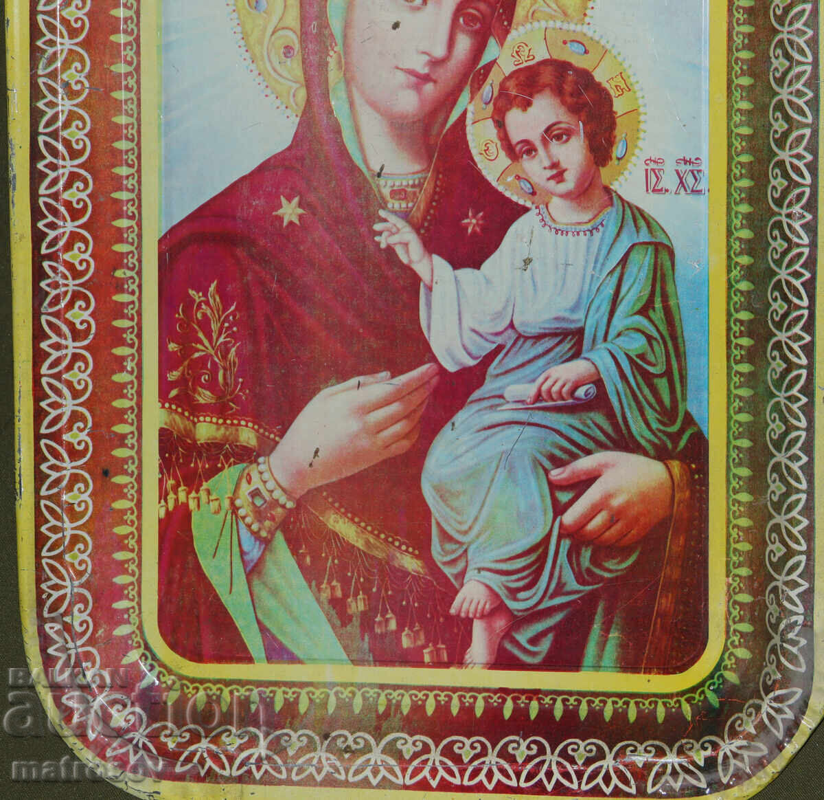 Θρησκευτικός μεταλλικός δίσκος, λιθογραφία, Αγία Θεοτόκος - 5 Θρησκευτικός μεταλλικός δίσκος, λιθογραφία, Αγία Θεοτόκος - 5