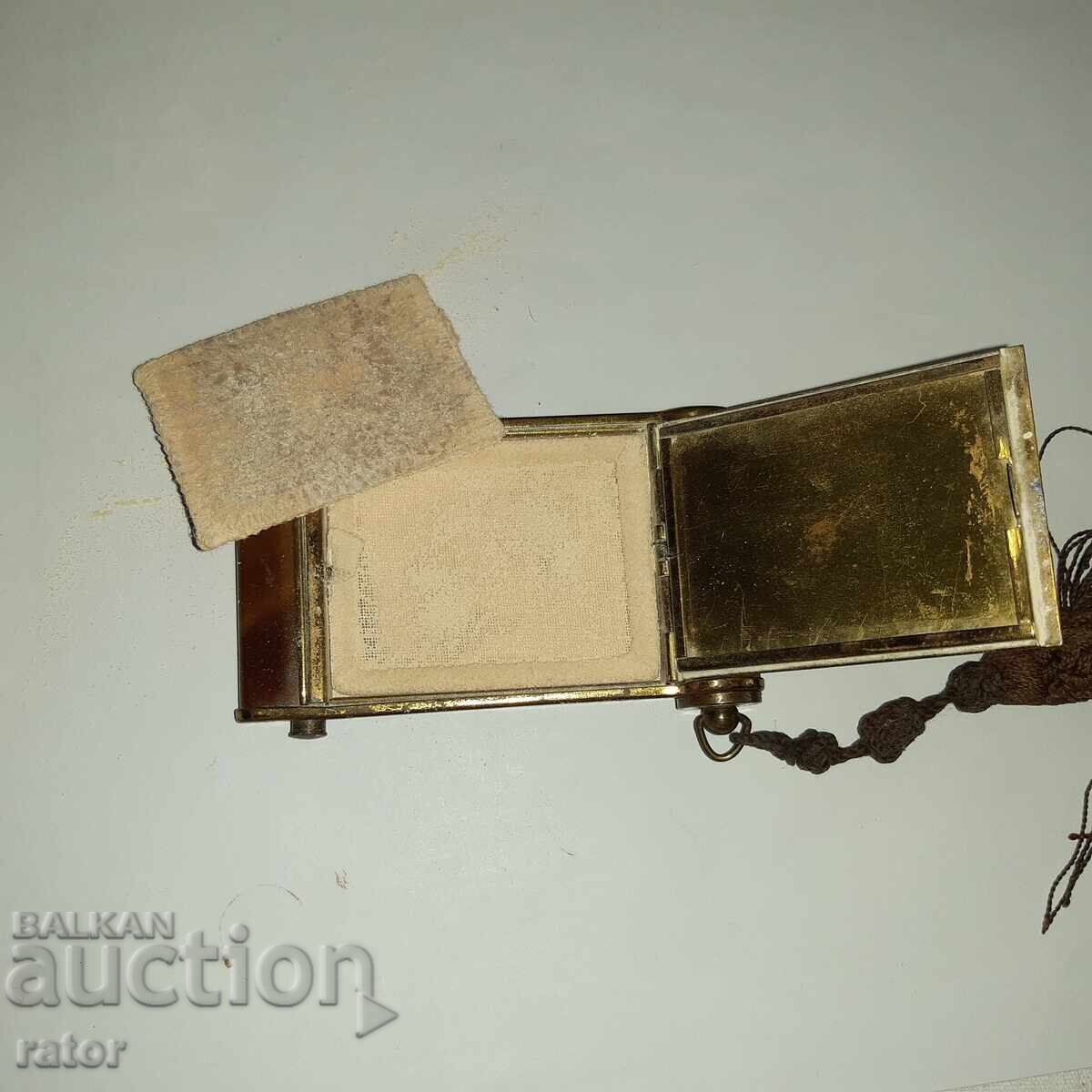 Auction  Very old beautiful rare powder compact with lipstick - 100 years old