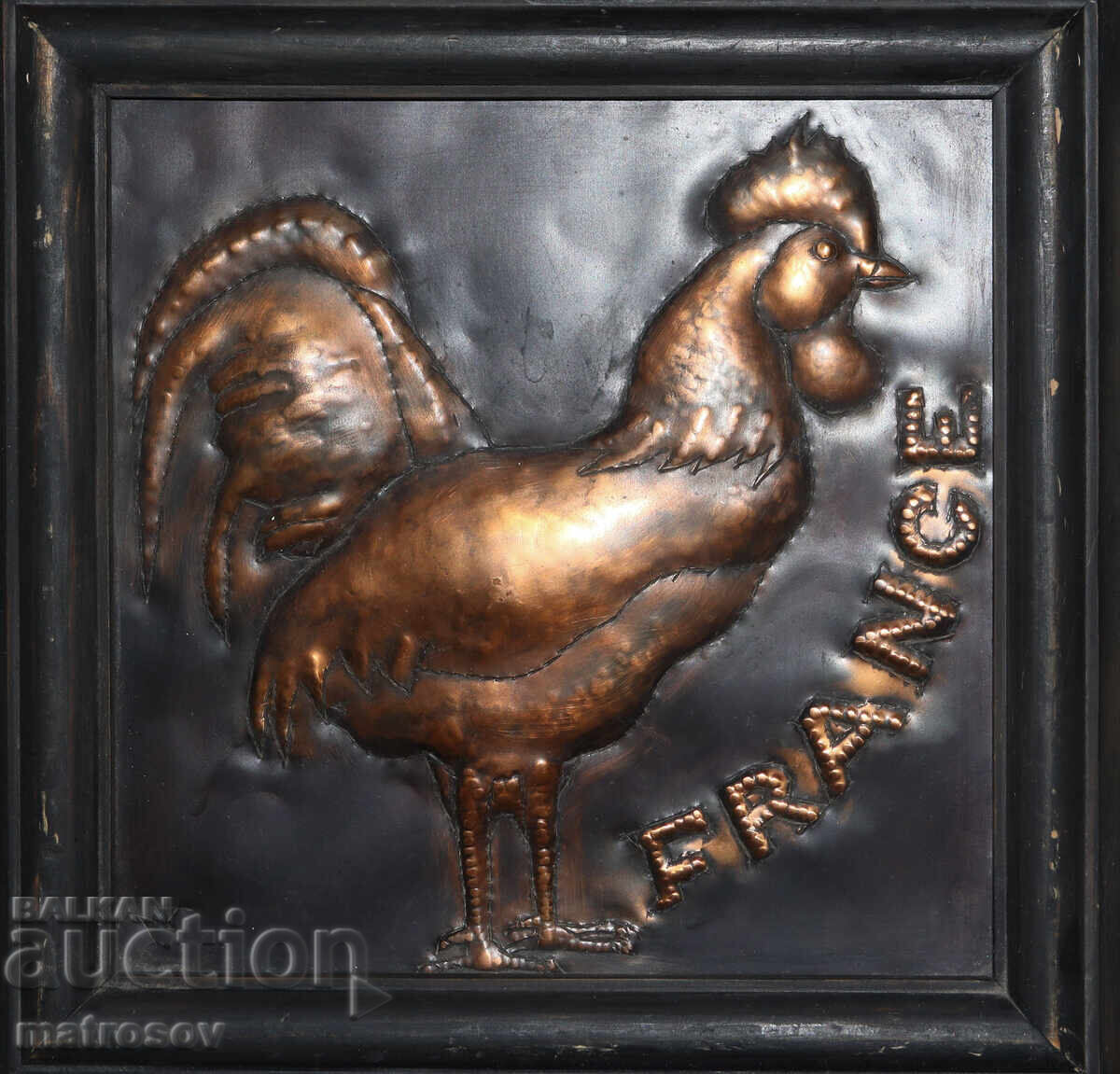 Auction  Original Copper Relief Picture, Rooster