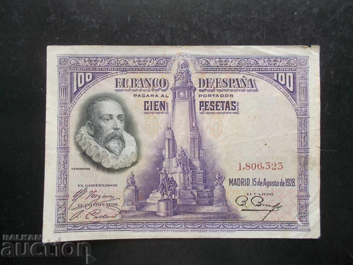 SPANIA, 100 pesetas, 1928 SPANIA, 100 pesetas, 1928