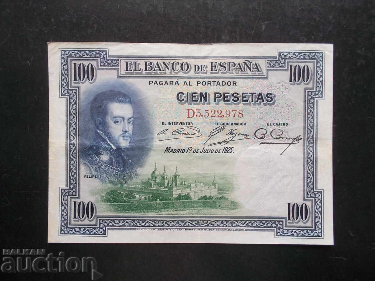 SPAIN, 100 pesetas, 1925